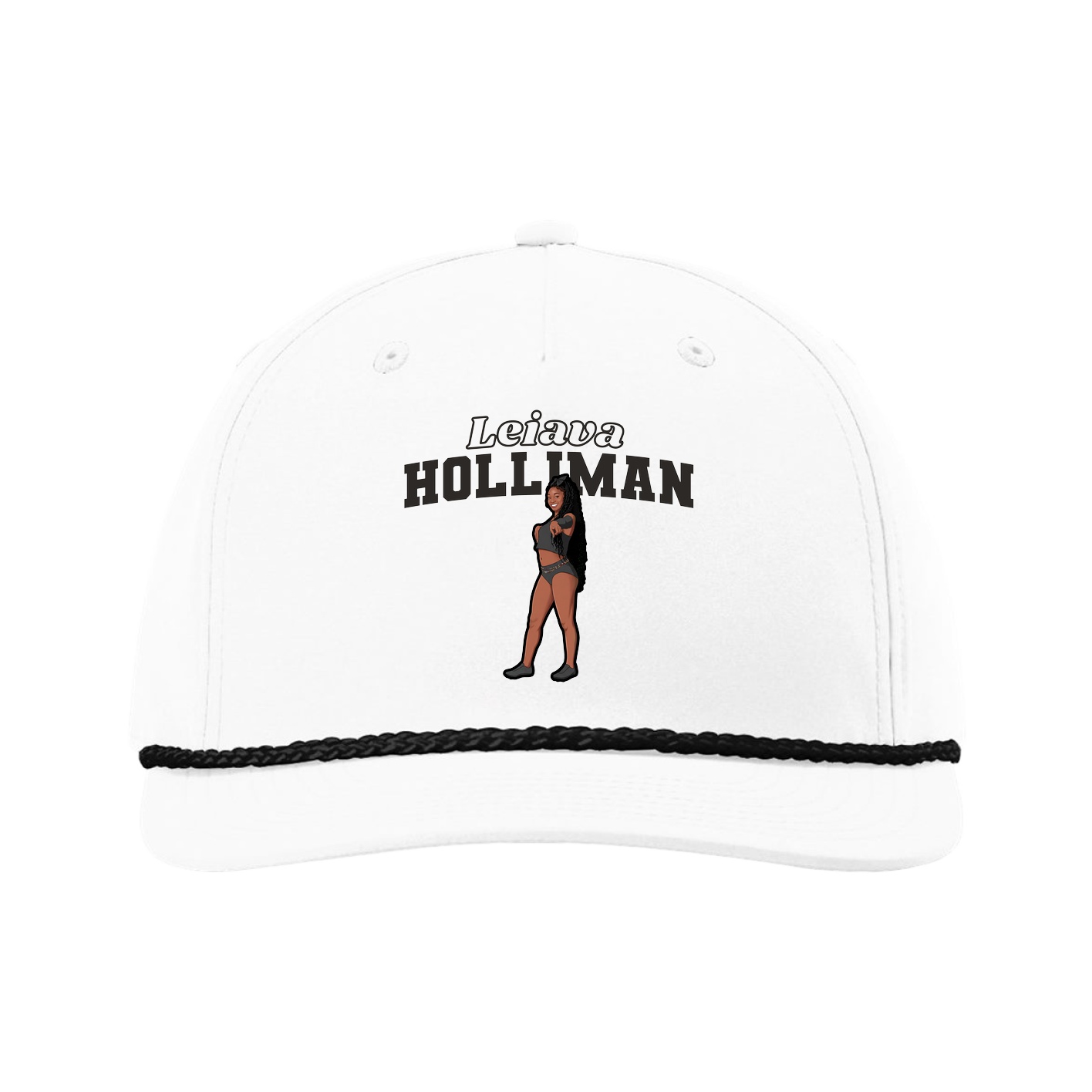 Five-Panel Classic Rope Cap — Name Arch in White