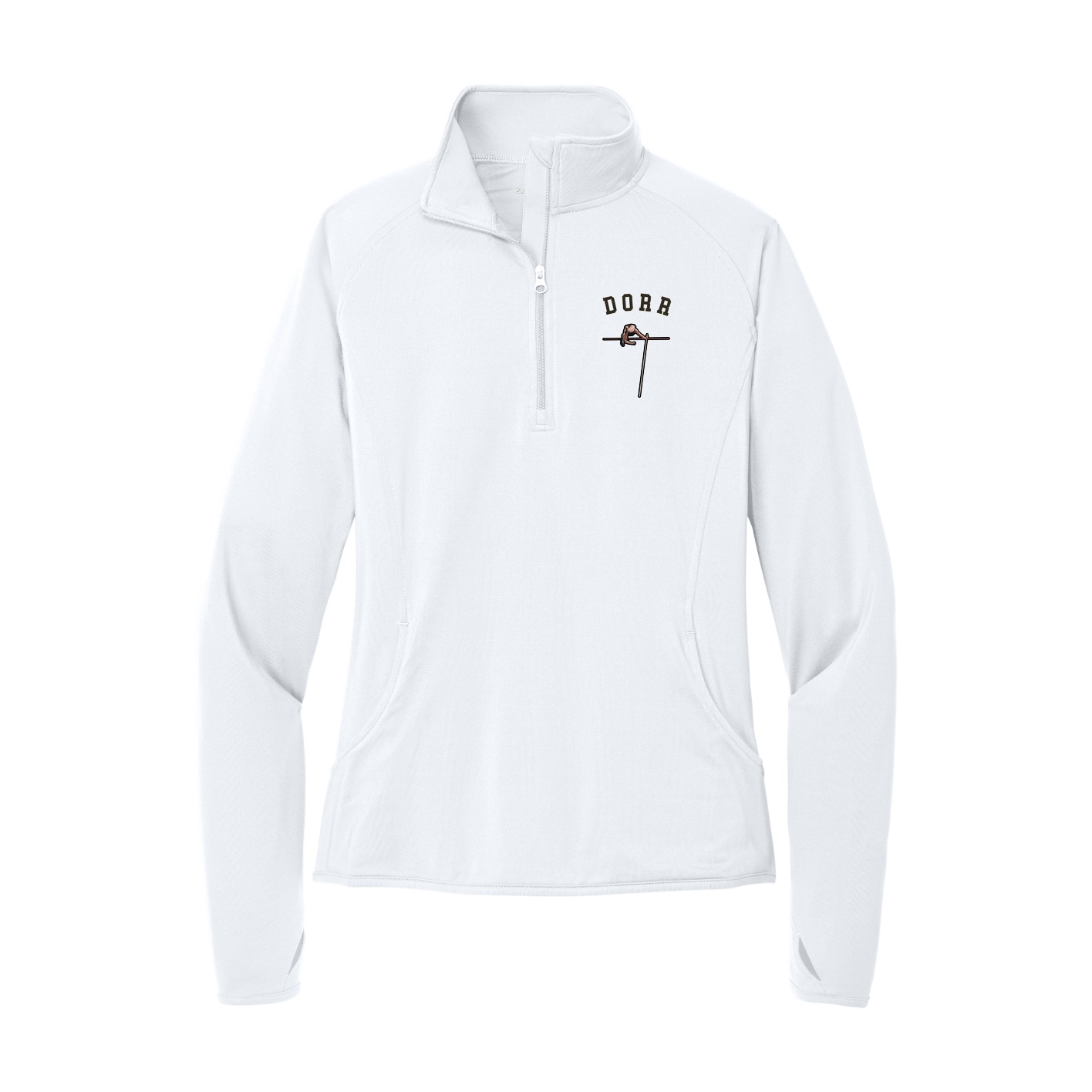 Women's Q-Zip Pullover — Shirsey Arch in White