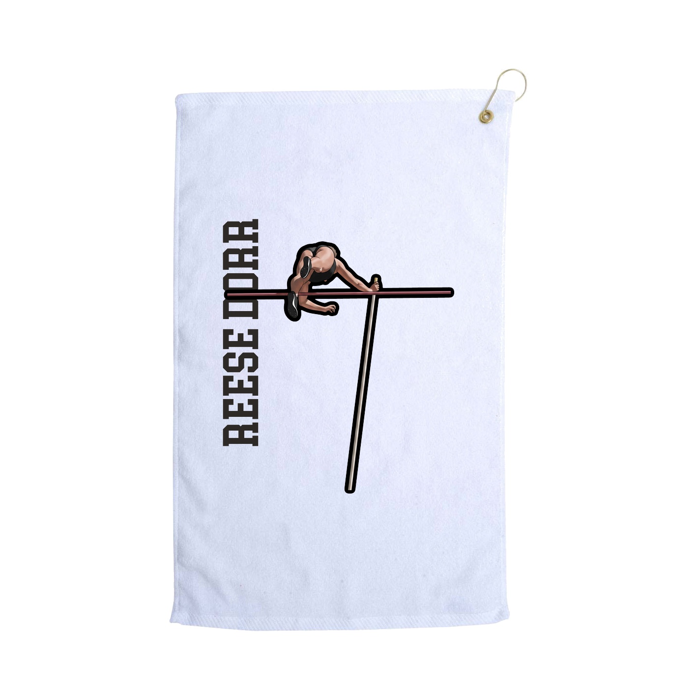 Golf Towel — Name Vertical in White