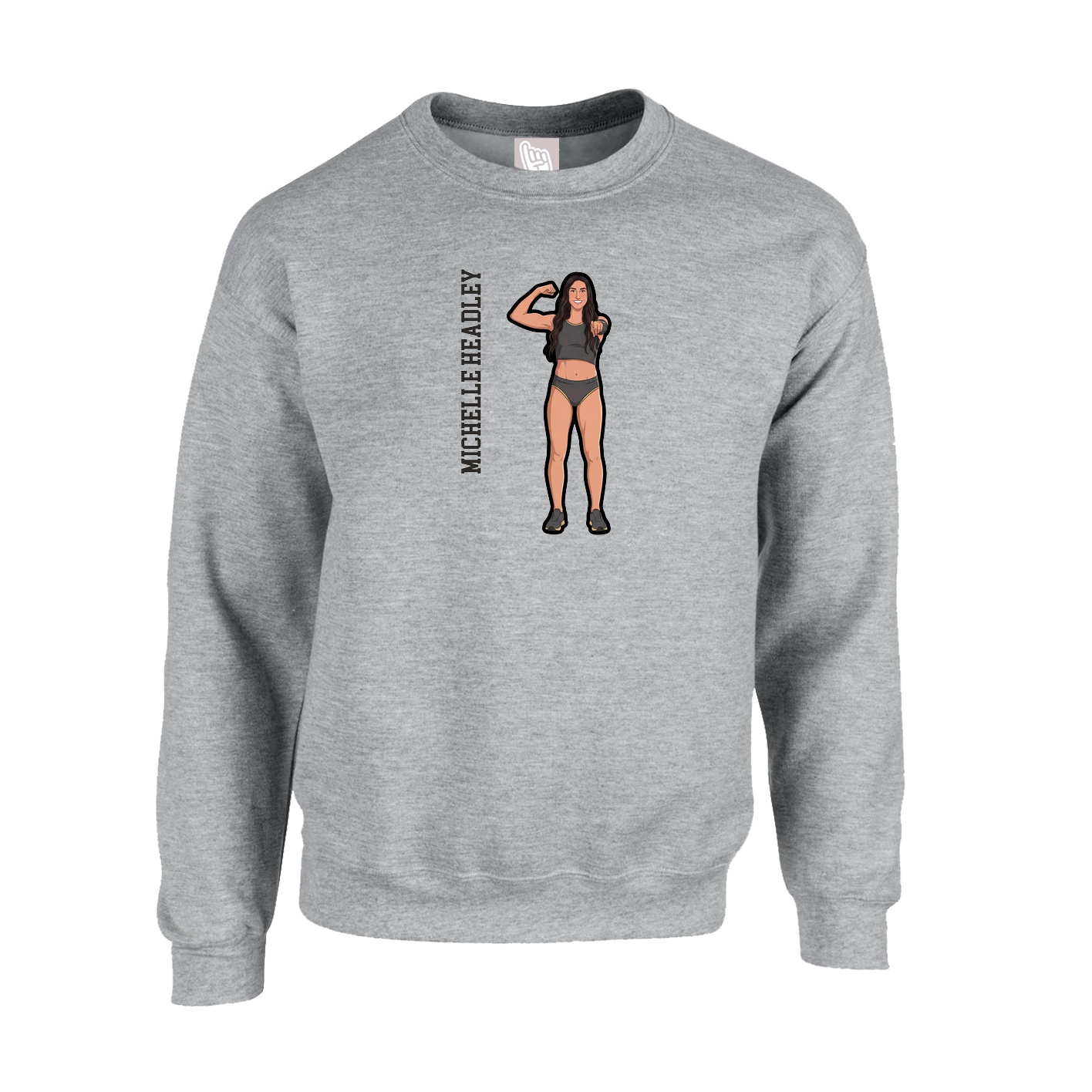 Fleece Crew — Name Vertical in Grey