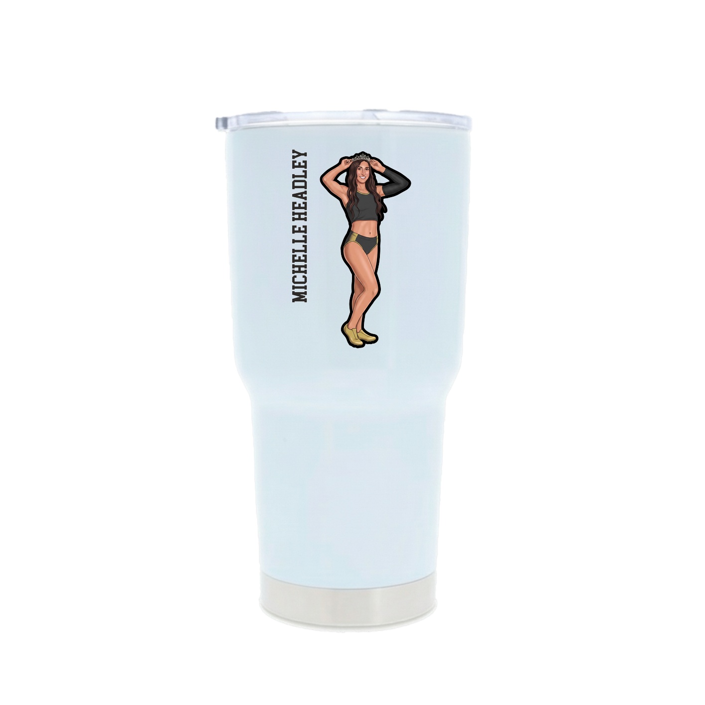 30oz Stainless Steel Tumbler — Name Vertical in White