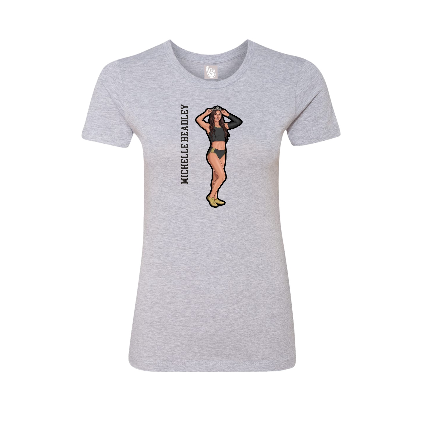 Fitted Women's Tee — Name Vertical in Grey