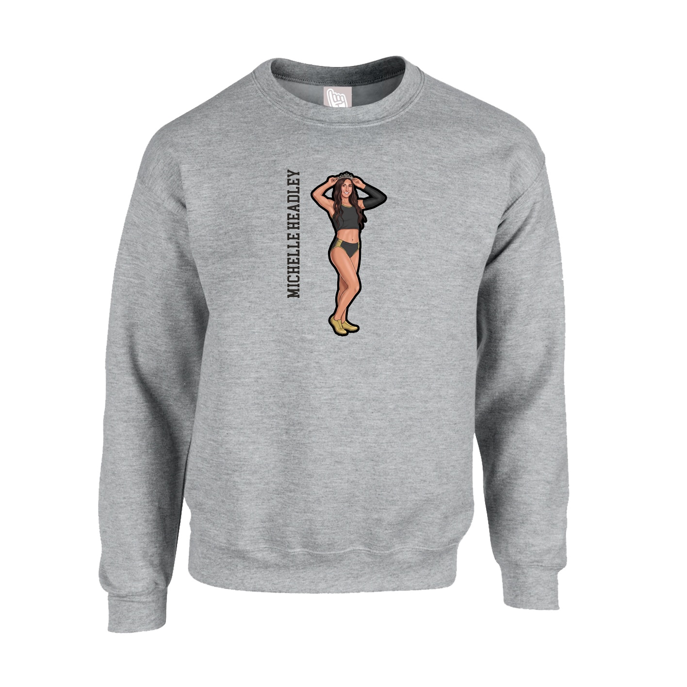 Fleece Crew — Name Vertical in Grey