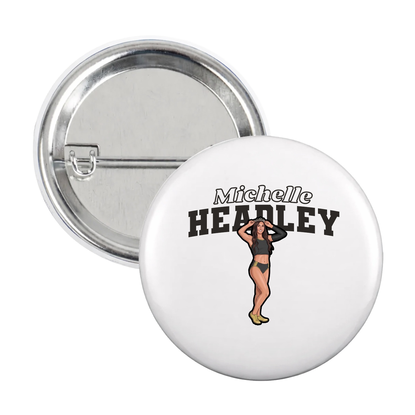 Game Day Button — Name Arch in White