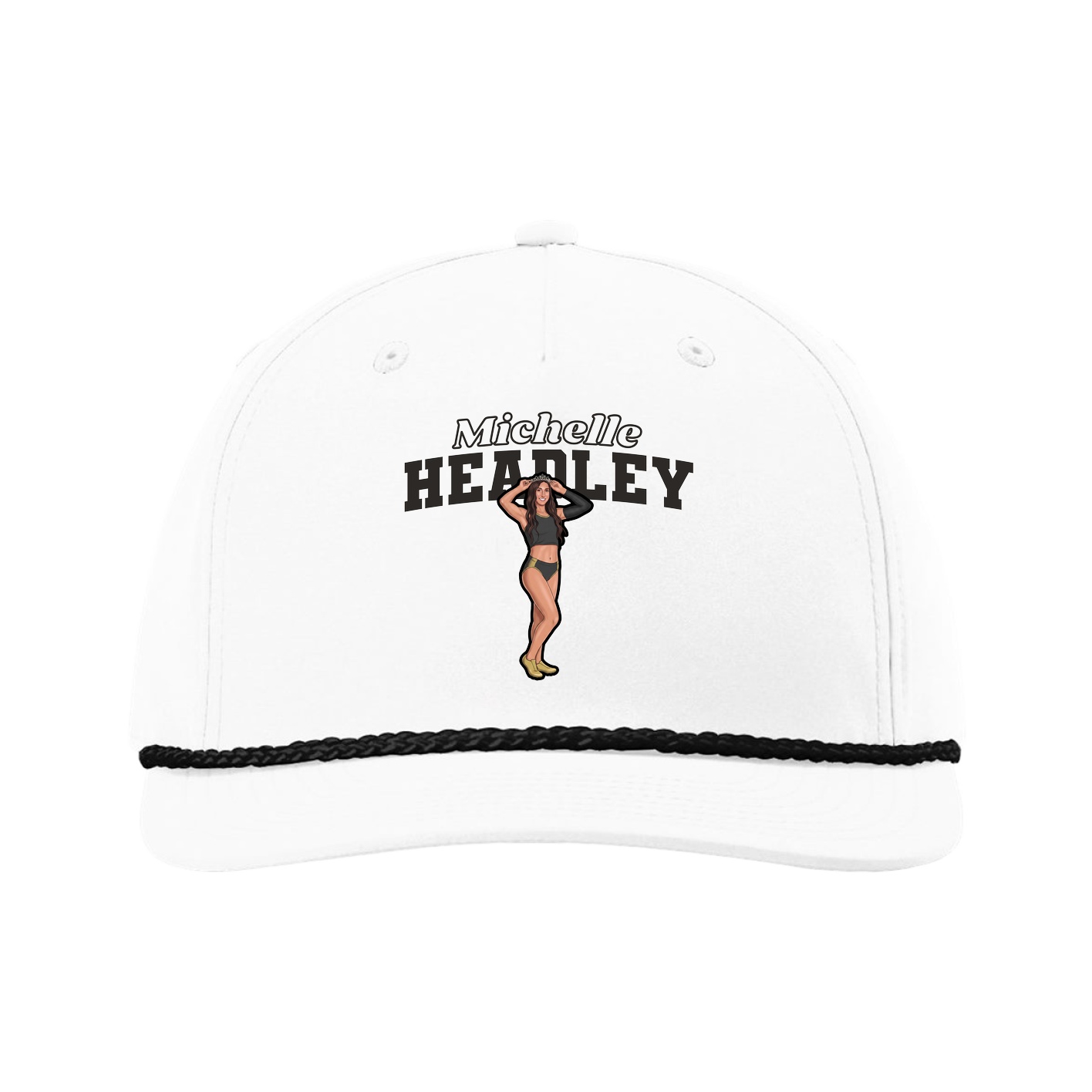 Five-Panel Classic Rope Cap — Name Arch in White