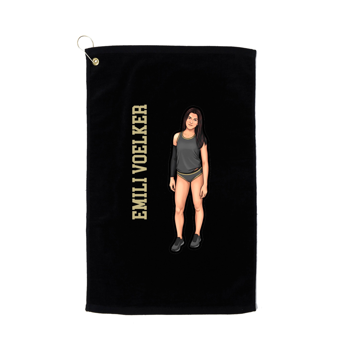 Golf Towel — Name Vertical in Black
