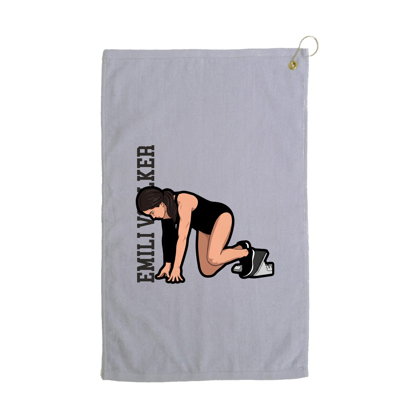 Golf Towel — Name Vertical in Grey