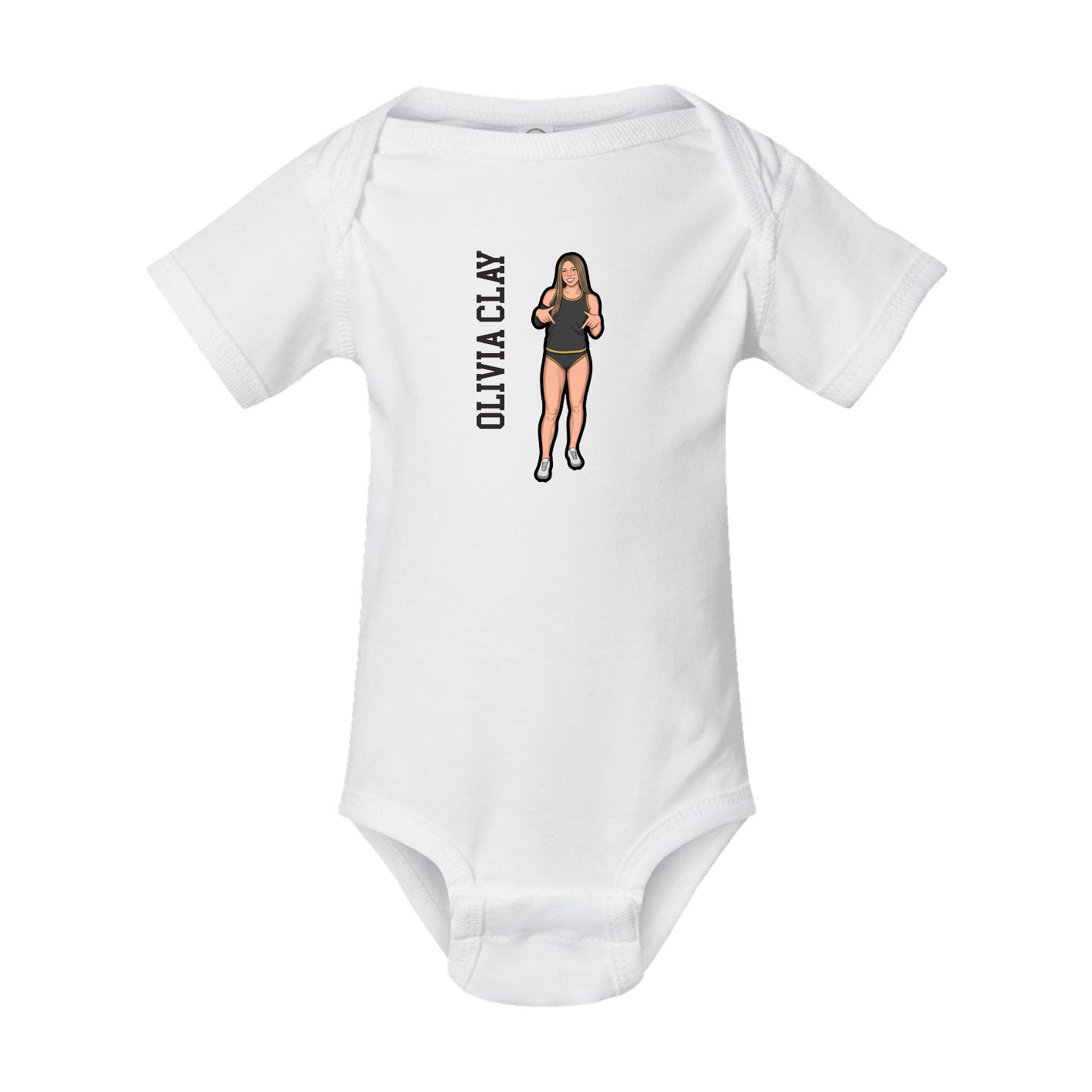 Baby Onesie — Name Vertical in White