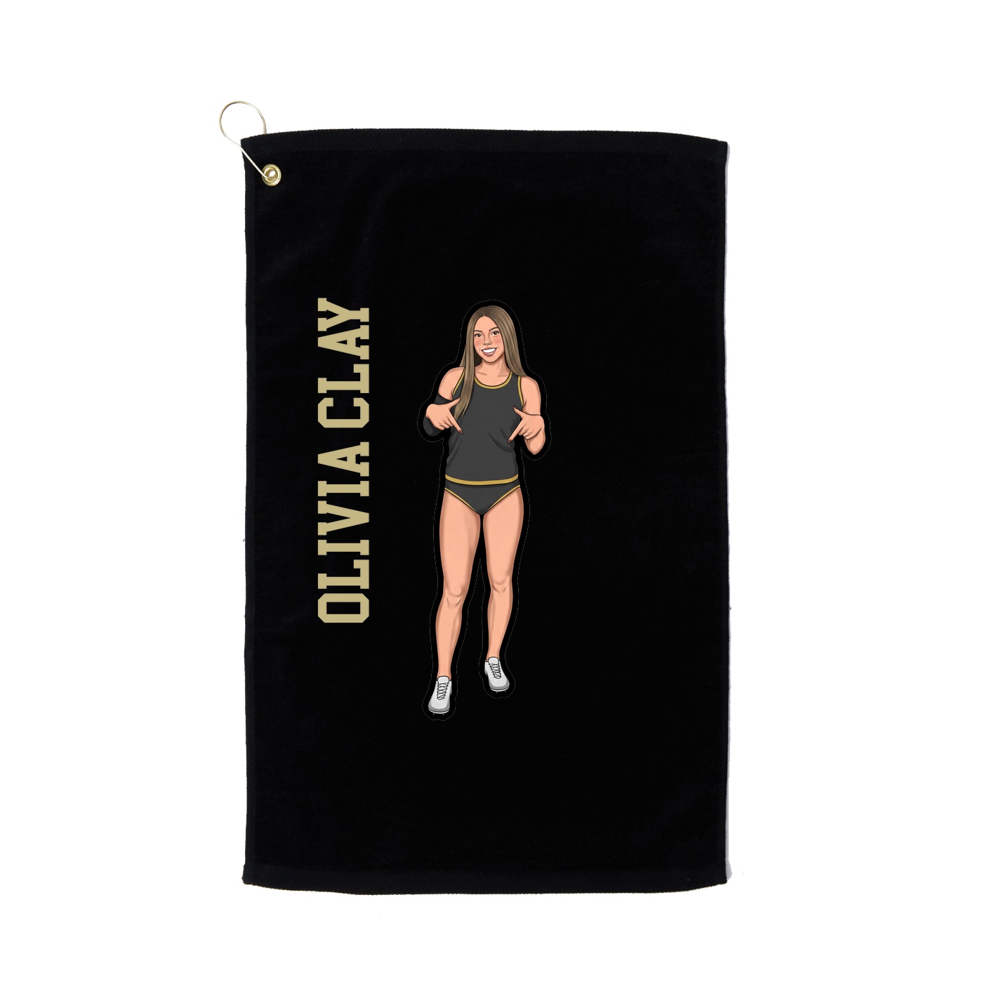 Golf Towel — Name Vertical in Black