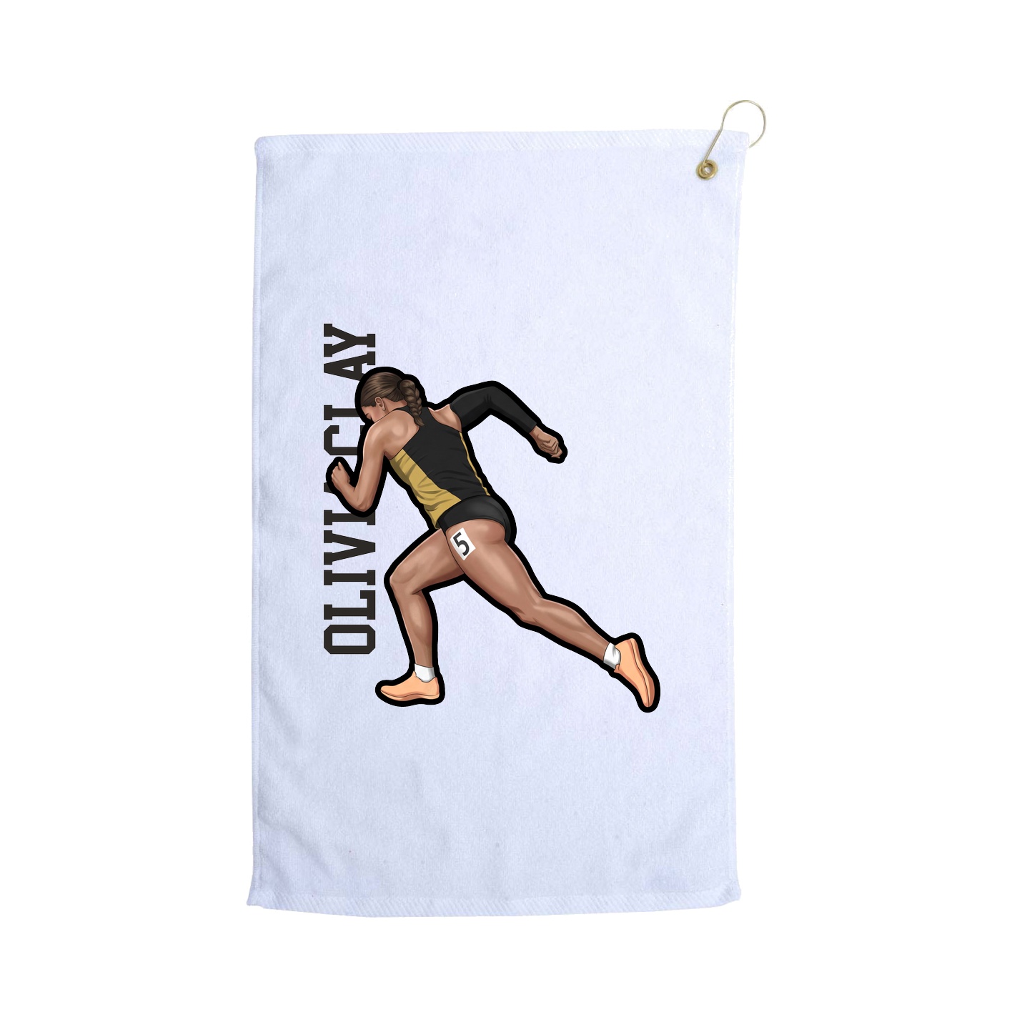 Golf Towel — Name Vertical in White