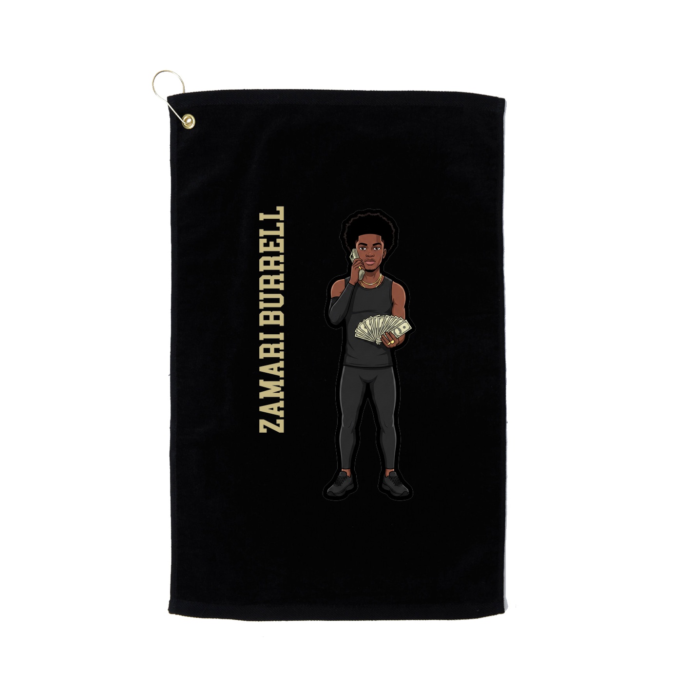 Golf Towel — Name Vertical in Black