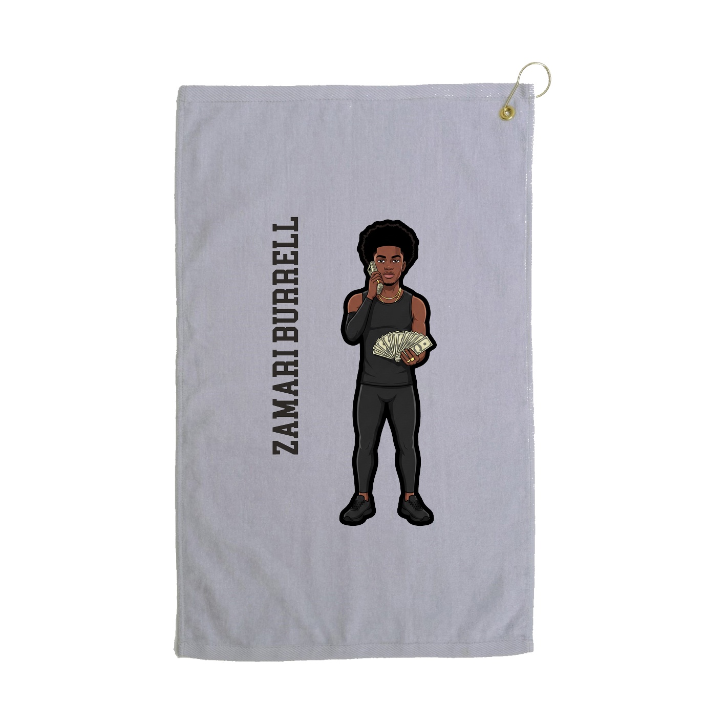 Golf Towel — Name Vertical in Grey