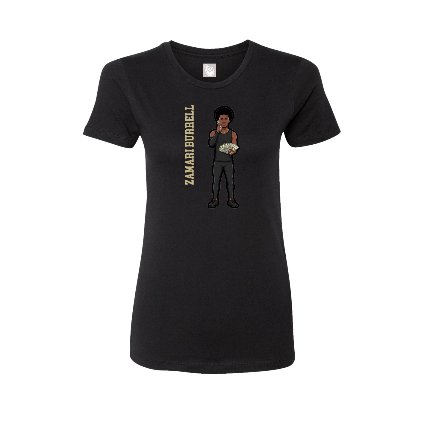 Fitted Women's Tee — Name Vertical in Black