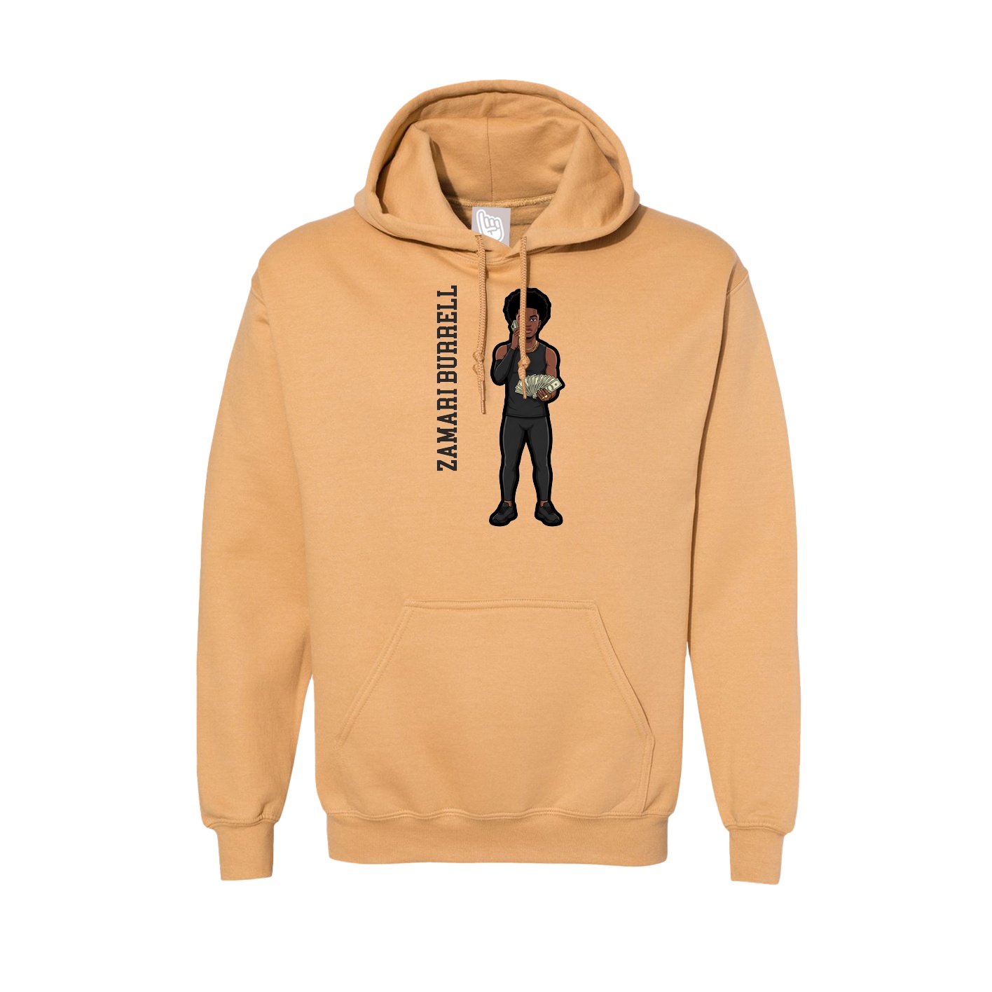 Hoodie — Name Vertical in Vegas Gold