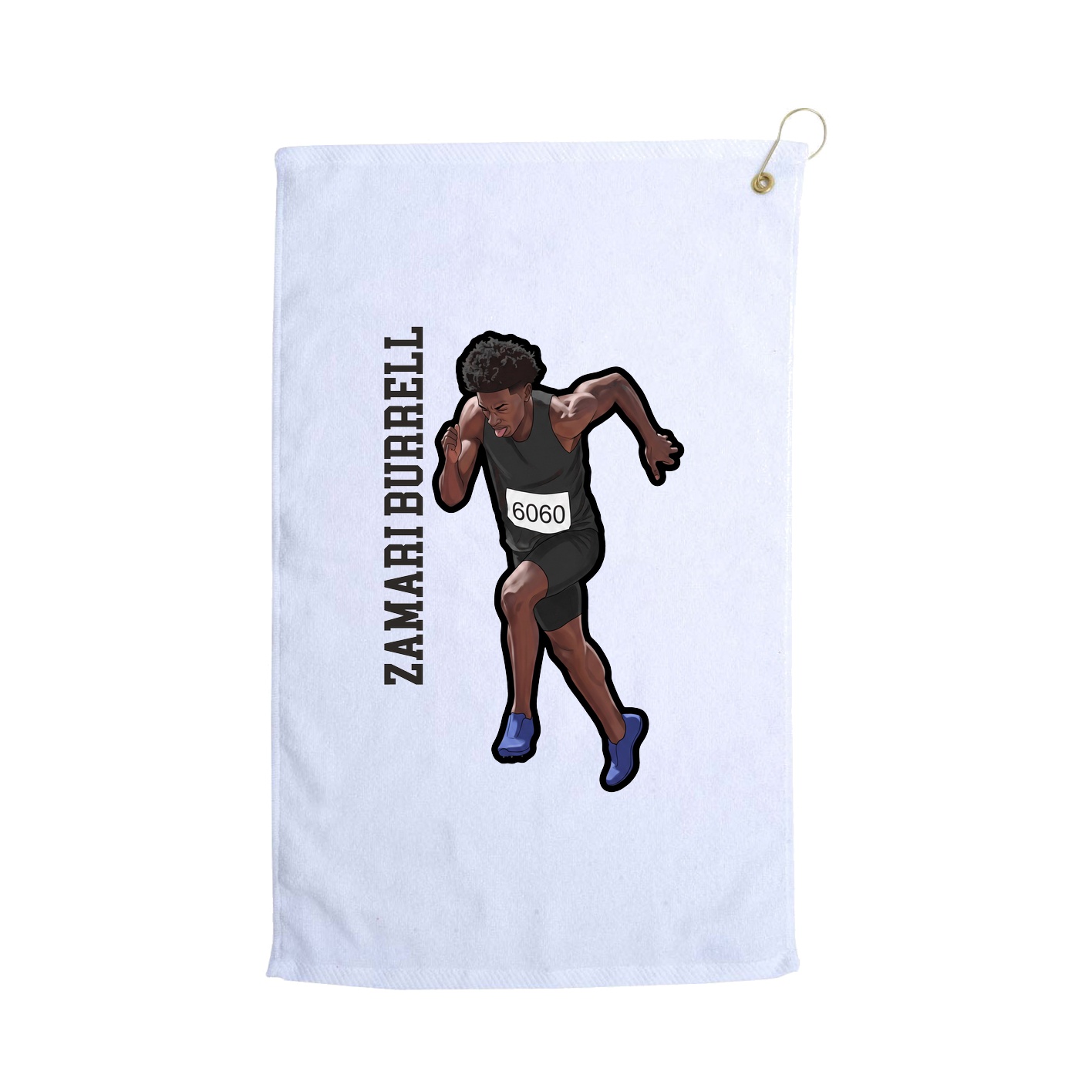 Golf Towel — Name Vertical in White