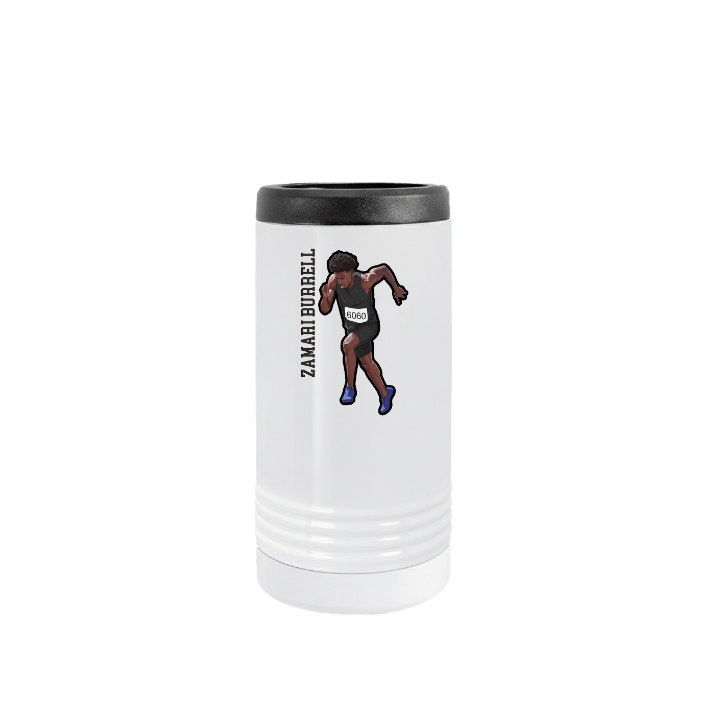 Slim Beverage Holder — Name Vertical in White