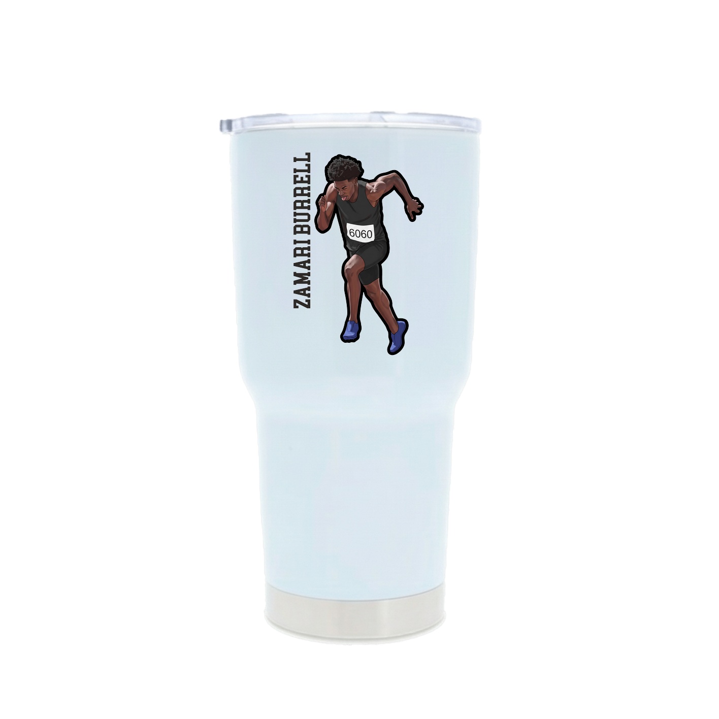 30oz Stainless Steel Tumbler — Name Vertical in White