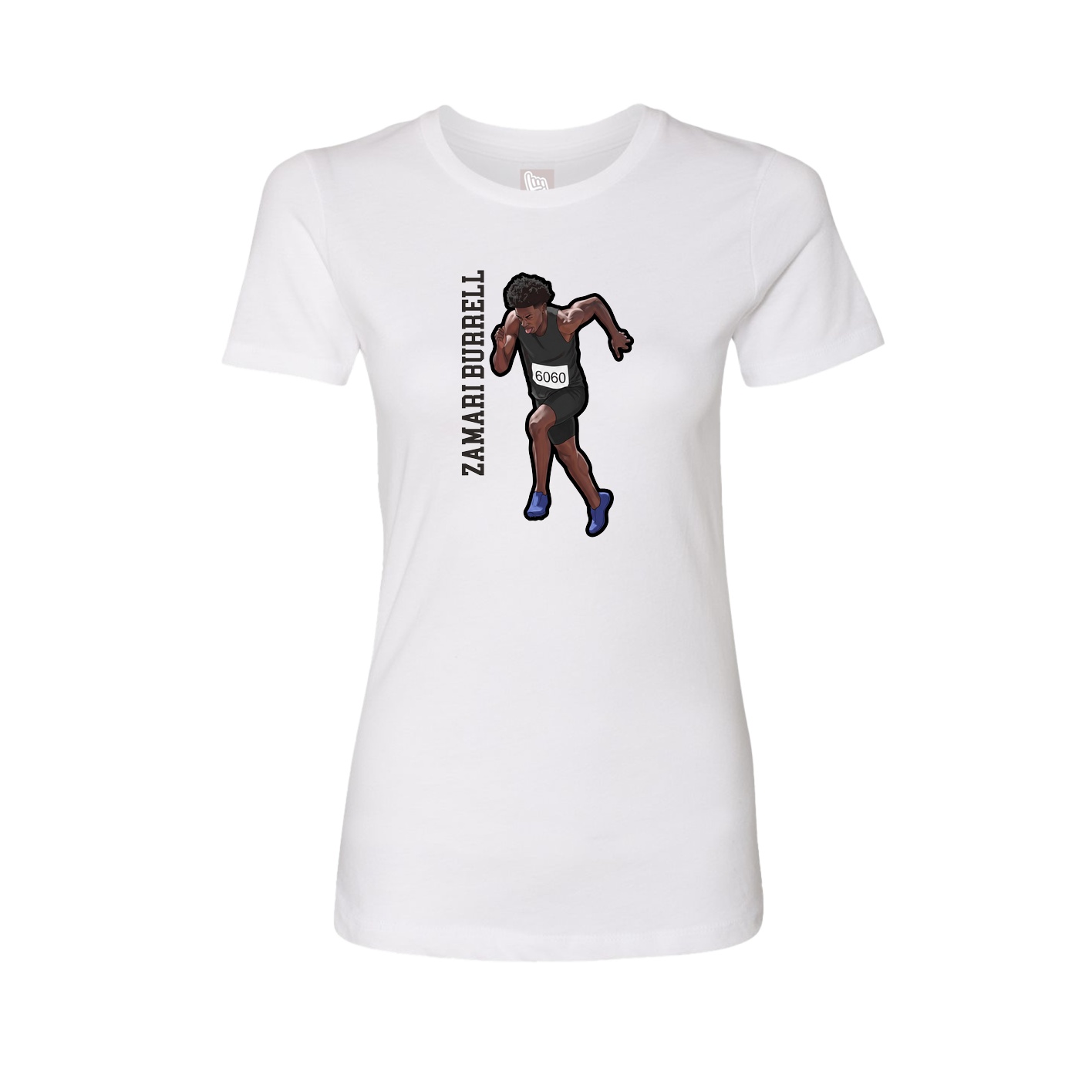 Fitted Women's Tee — Name Vertical in White