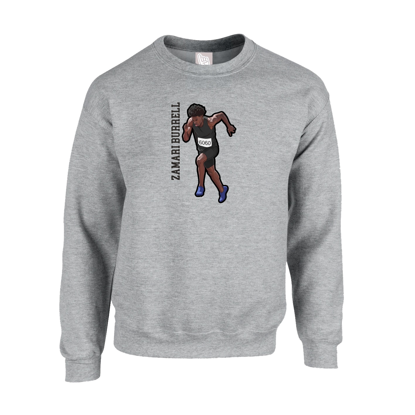 Fleece Crew — Name Vertical in Grey