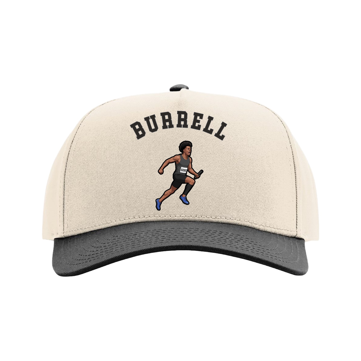 Full Fabric Five-Panel Champ Cap — Shirsey Arch in Cream/Black