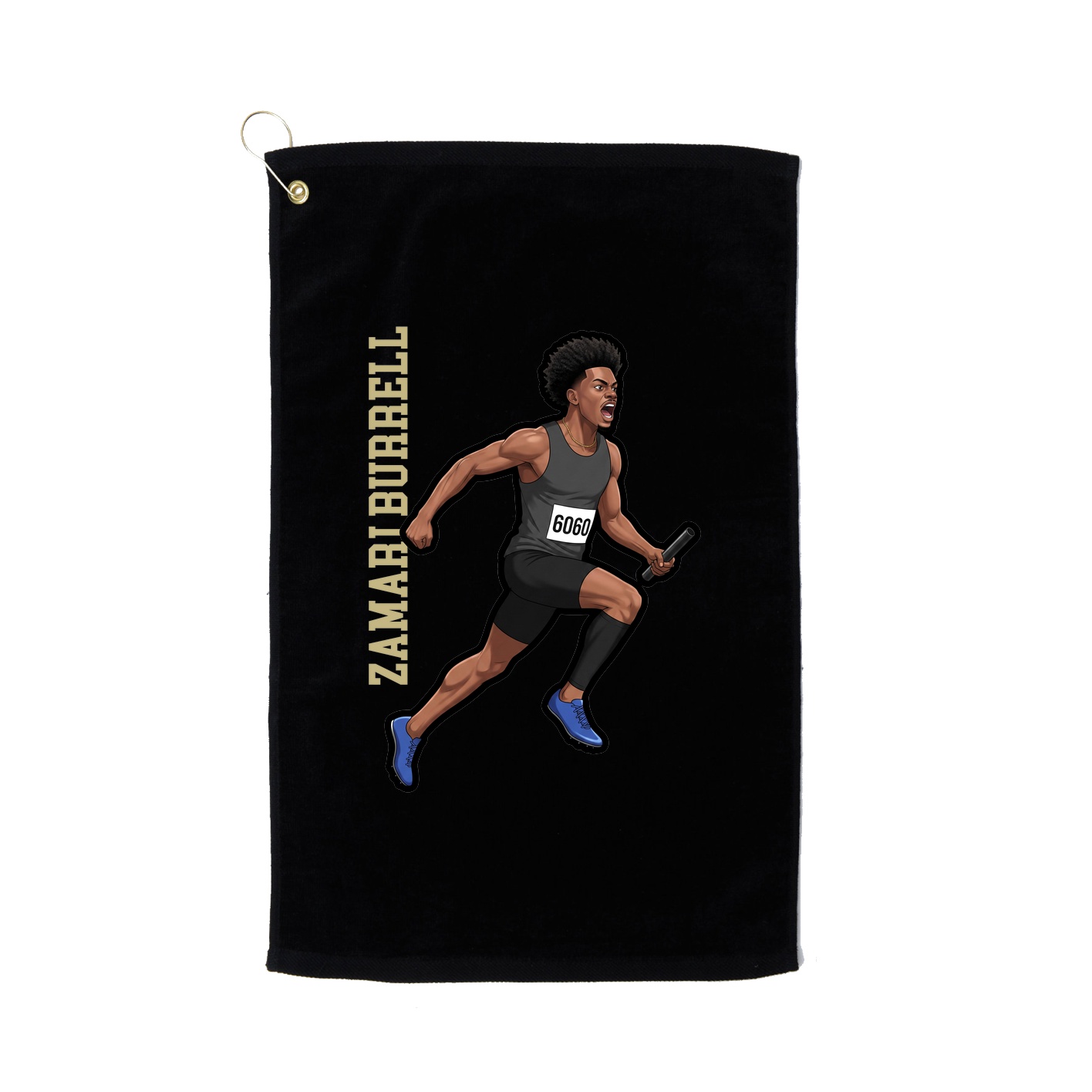 Golf Towel — Name Vertical in Black