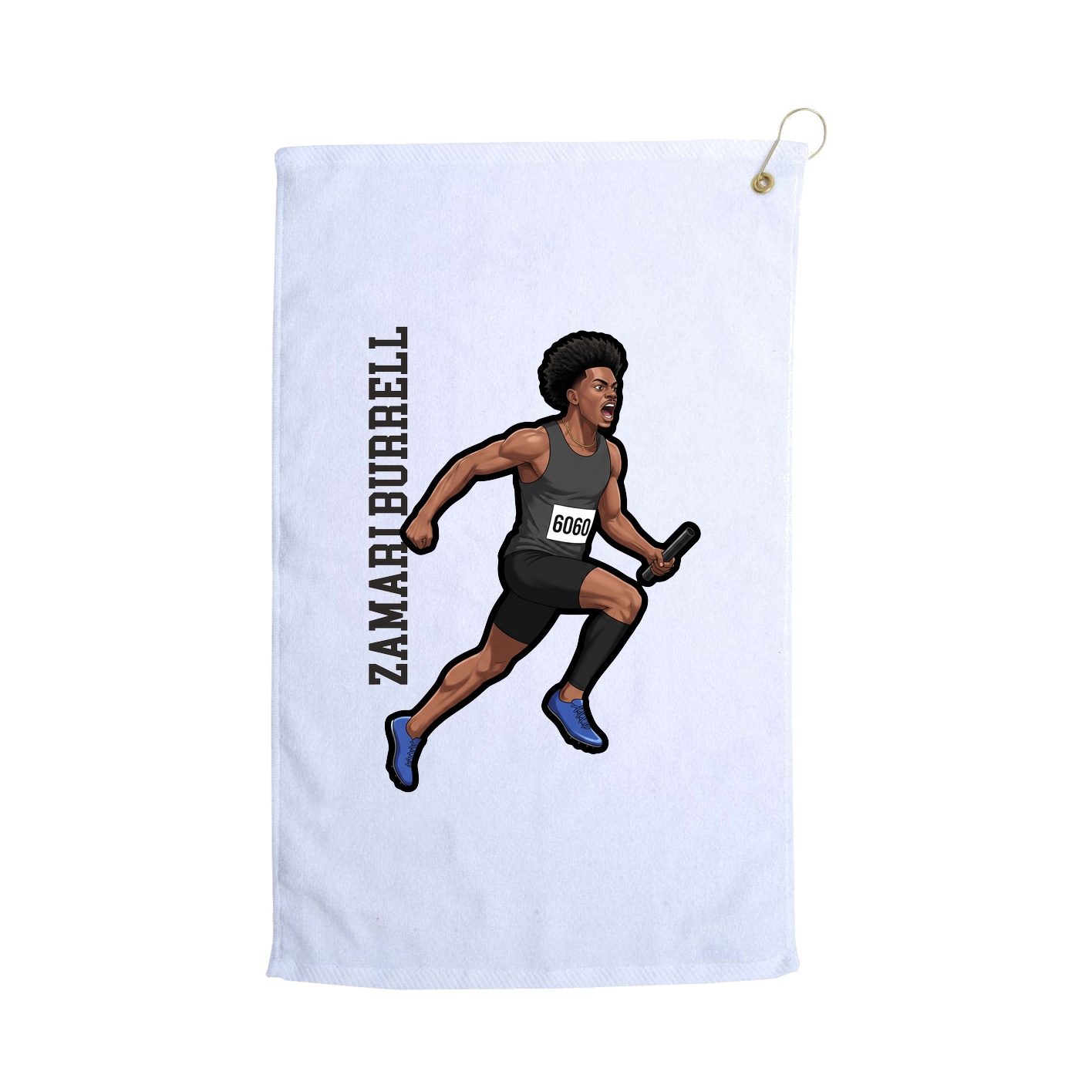 Golf Towel — Name Vertical in White
