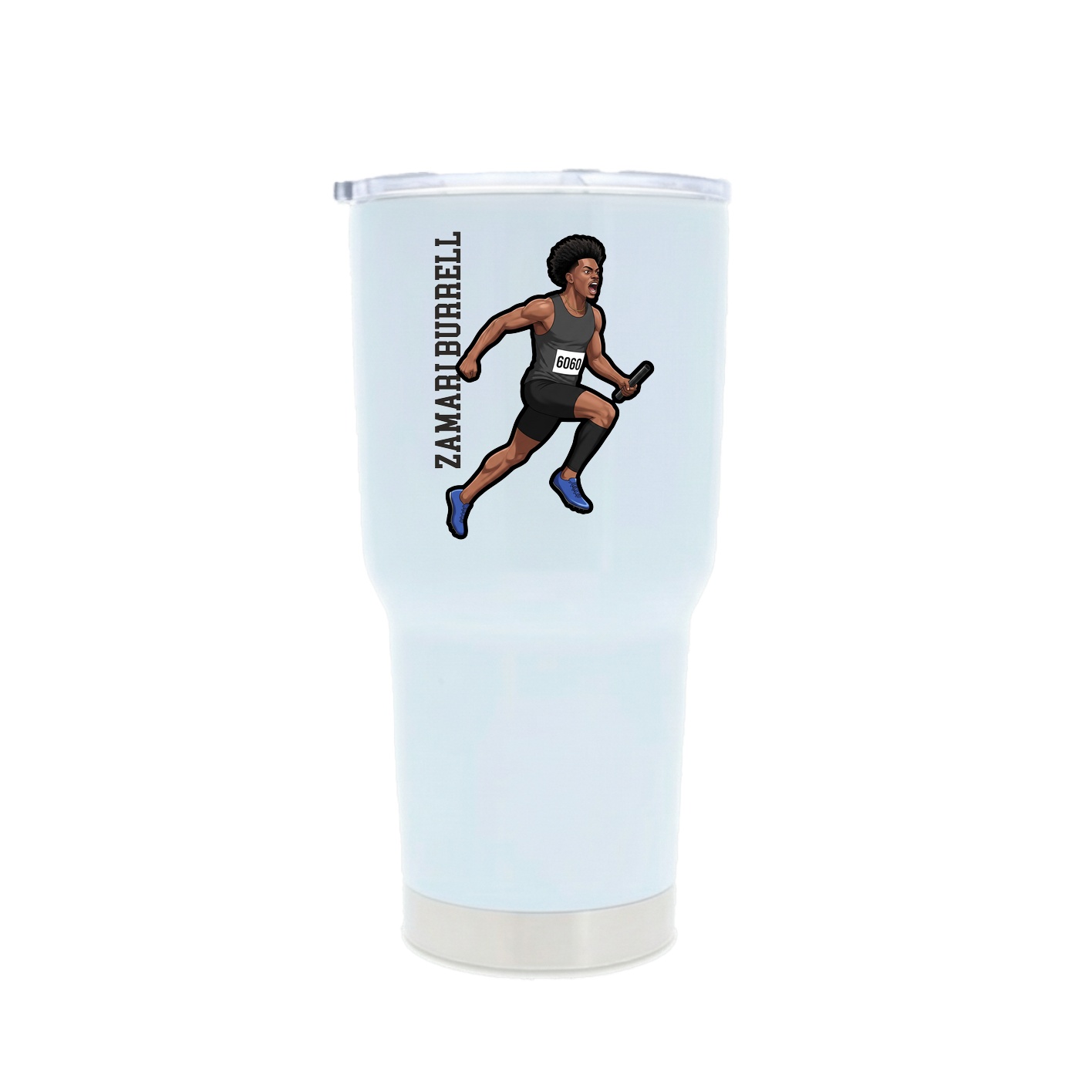30oz Stainless Steel Tumbler — Name Vertical in White