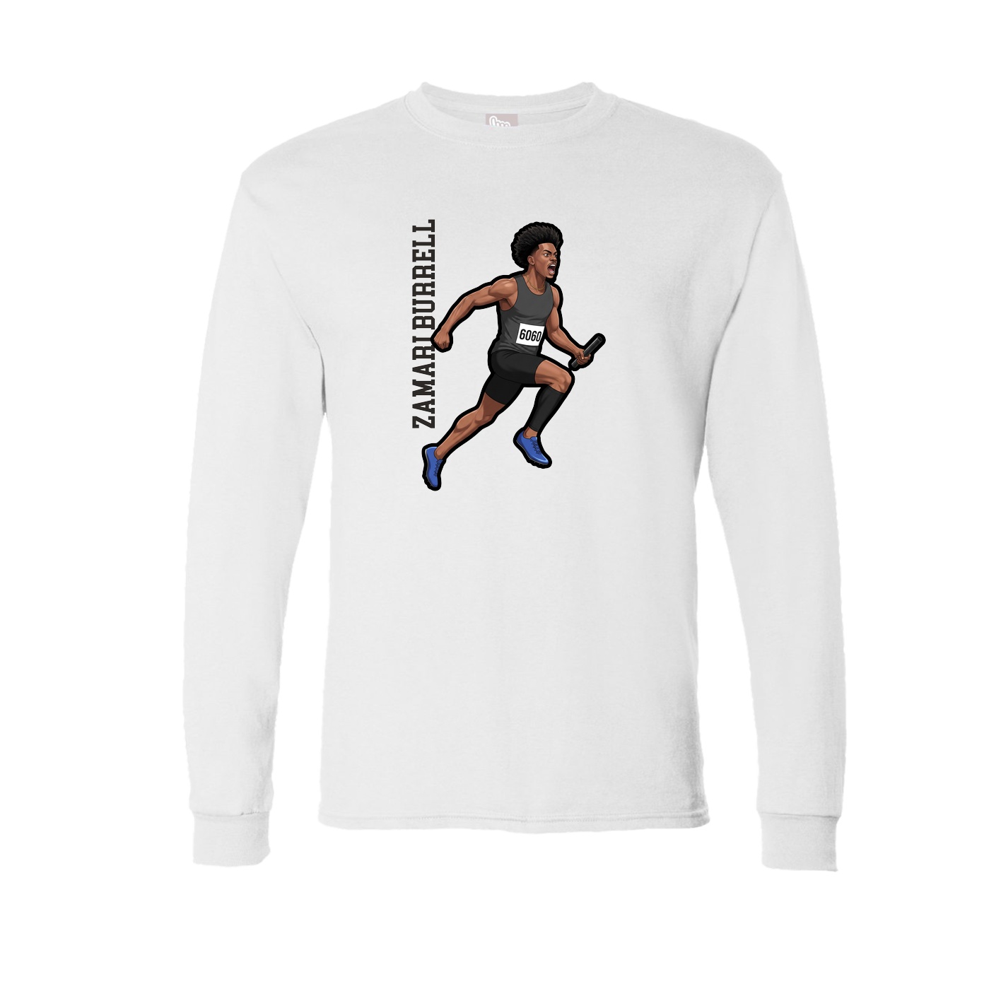 Long Sleeve Tee — Name Vertical in White