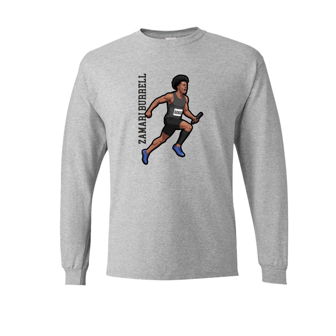 Long Sleeve Tee — Name Vertical in Grey