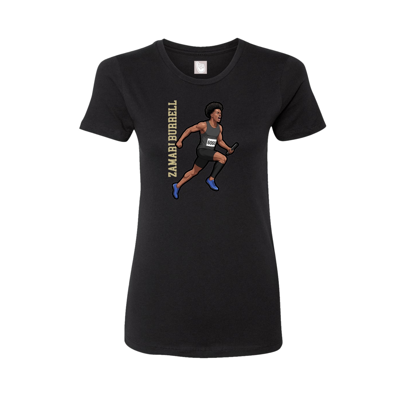 Womens Tee — Name Vertical in Black
