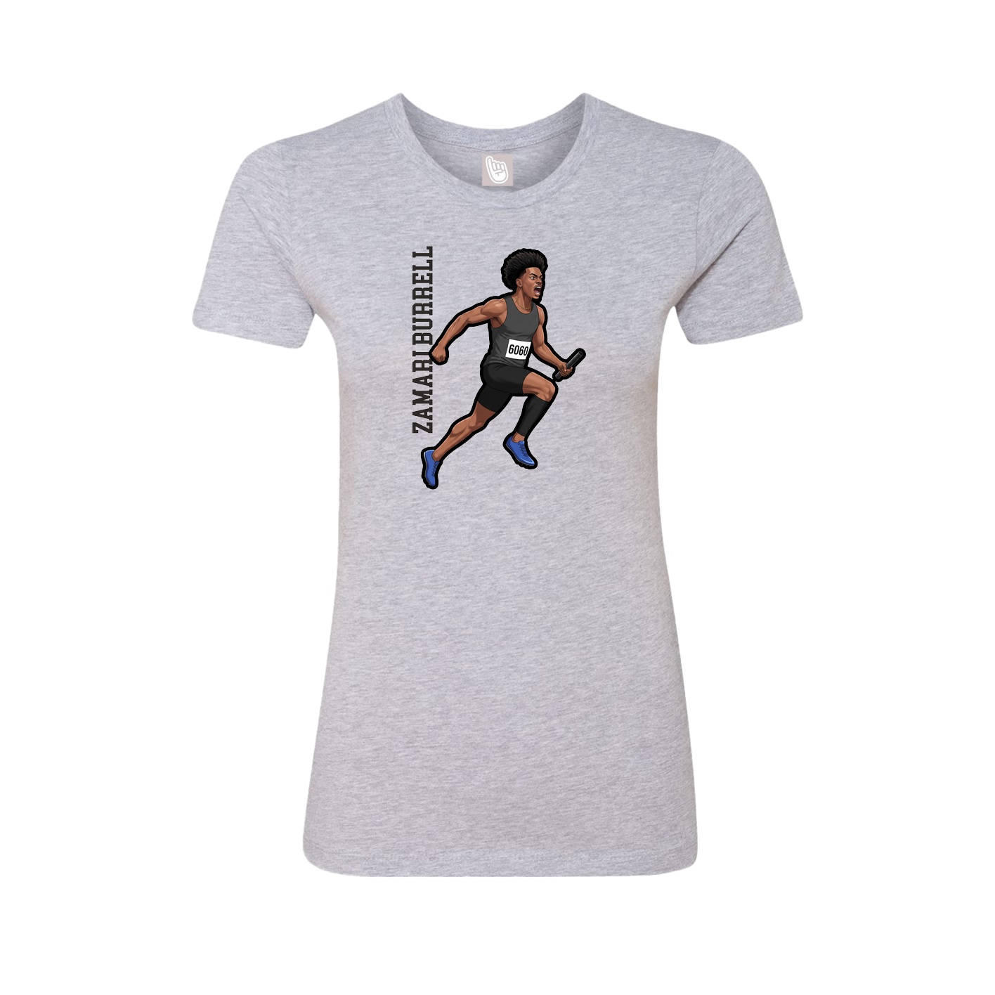 Fitted Women's Tee — Name Vertical in Grey