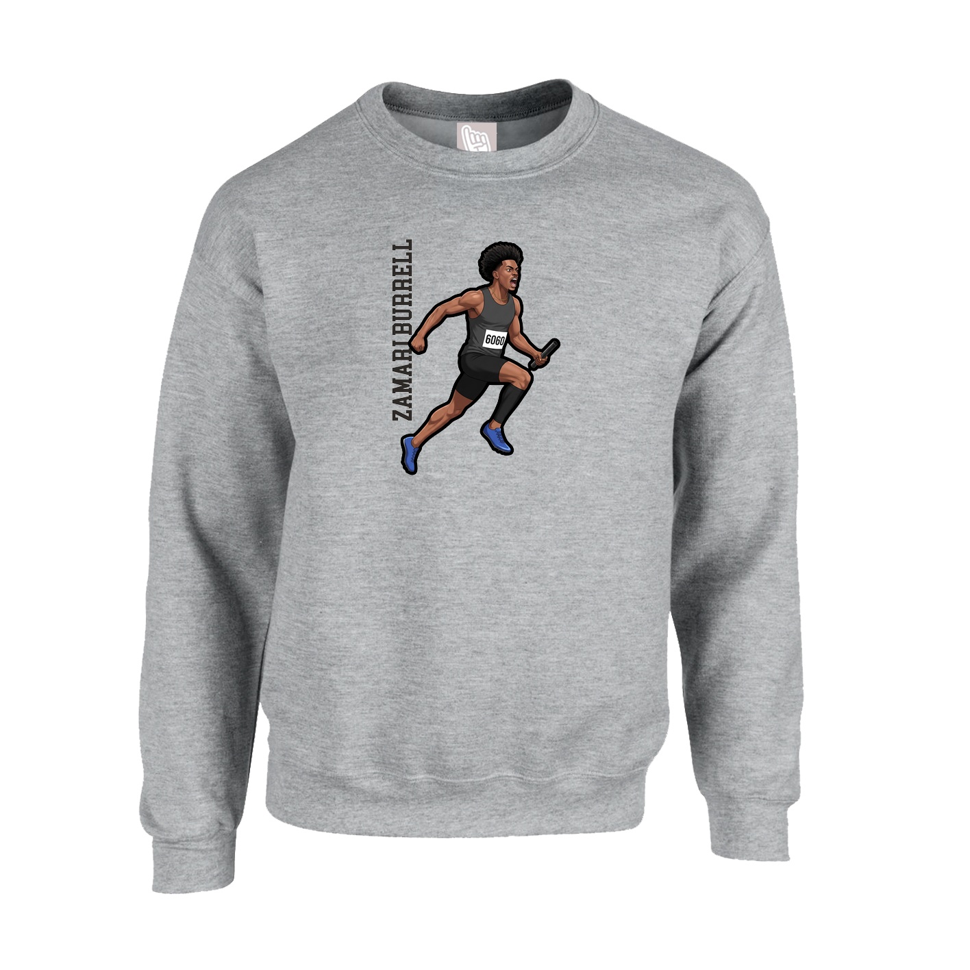 Fleece Crew — Name Vertical in Grey