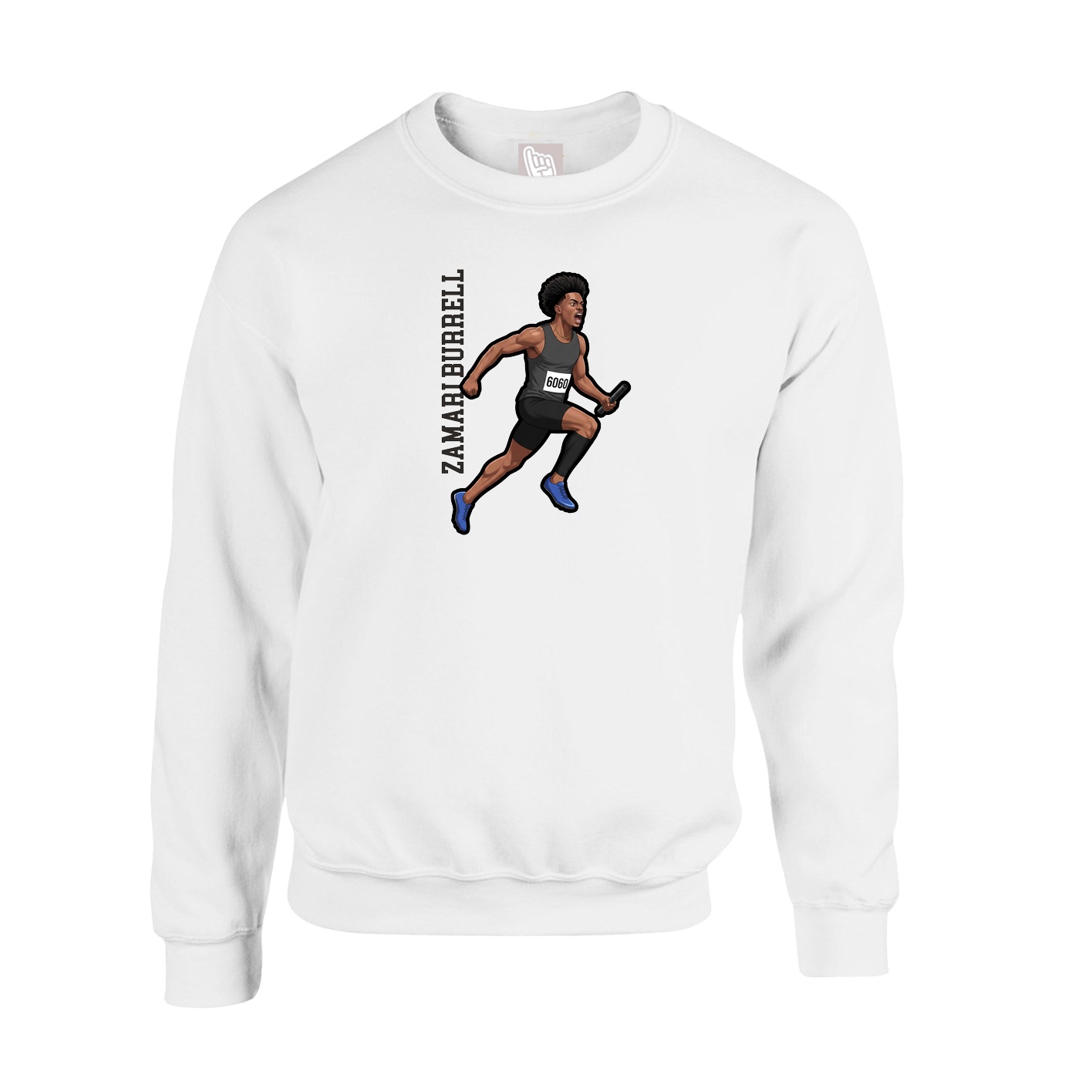 Fleece Crew — Name Vertical in White