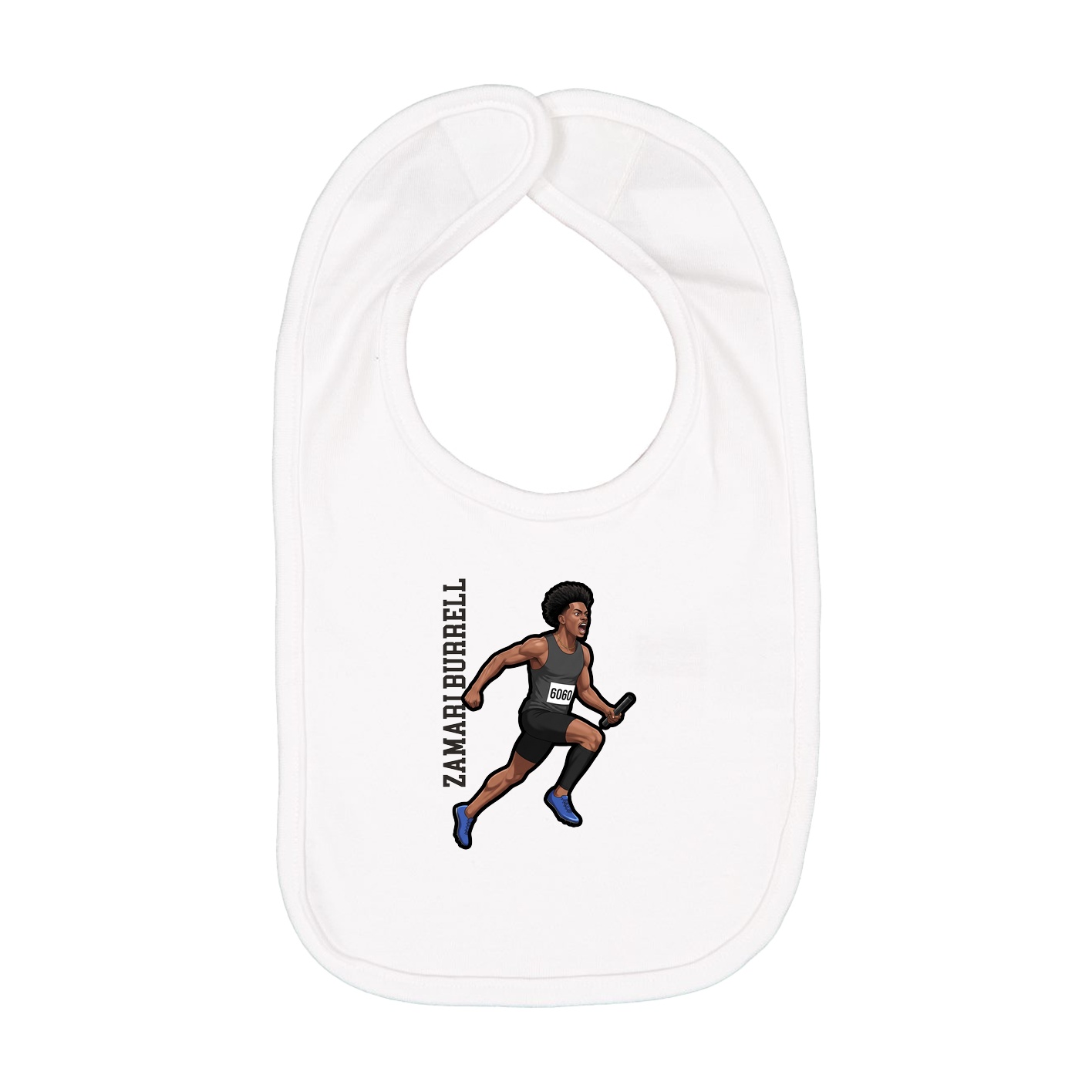 Infant Bib — Name Vertical in White