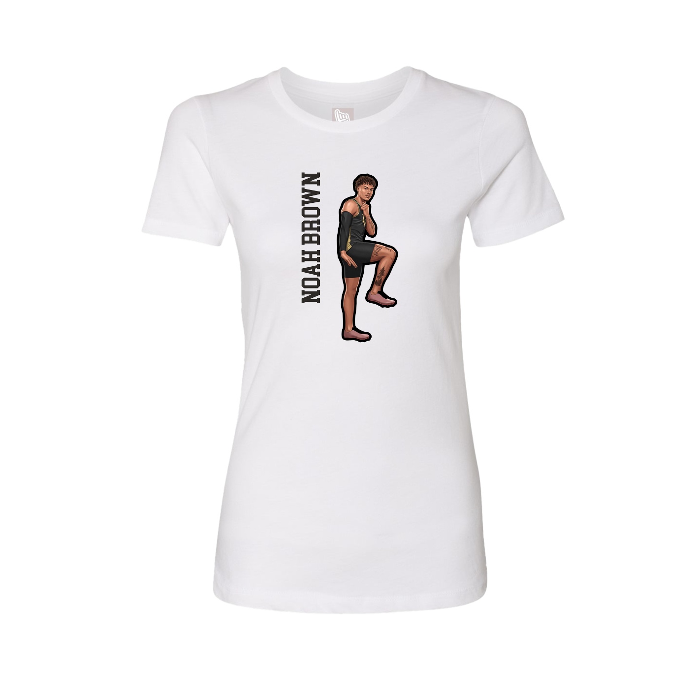 Fitted Women's Tee — Name Vertical in White