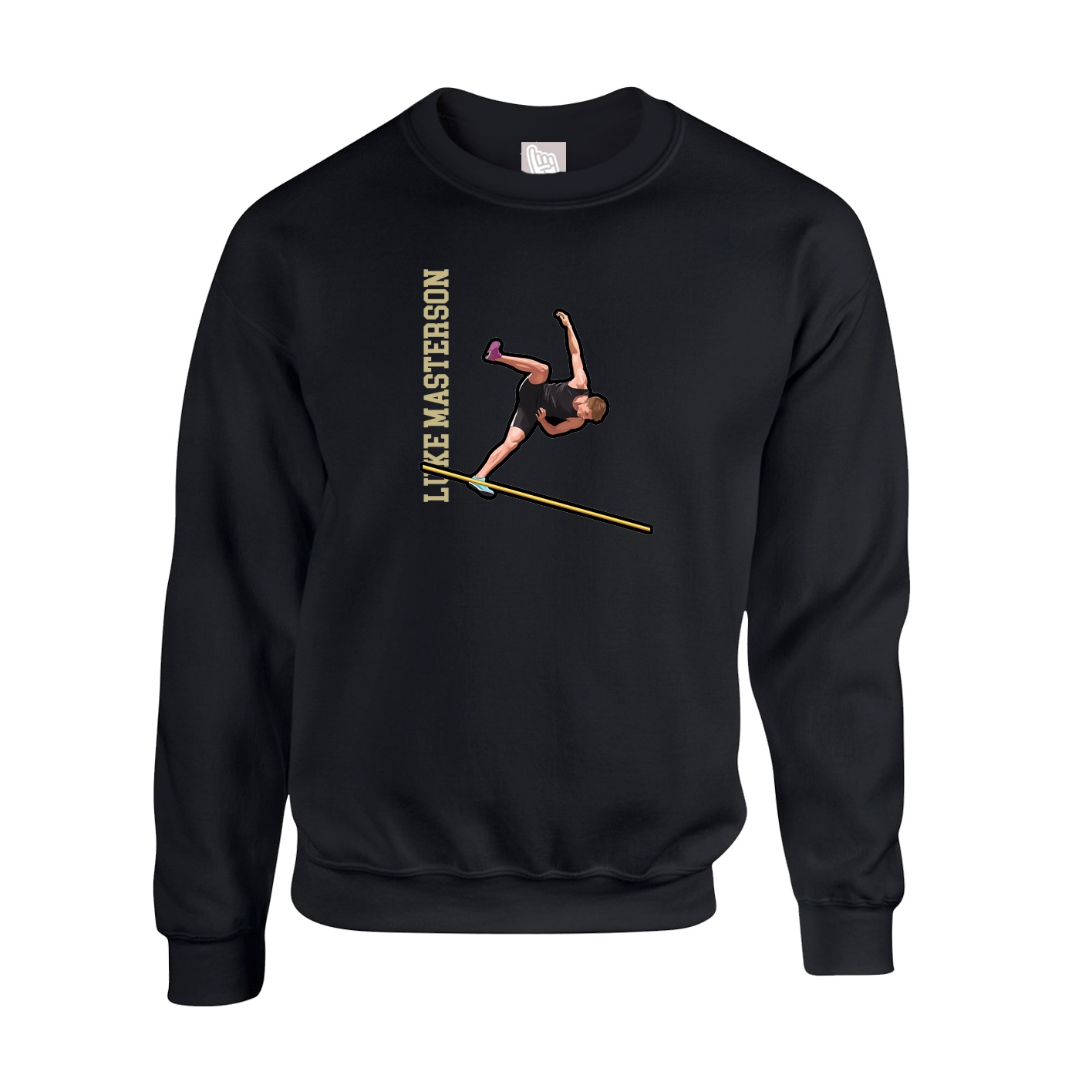 Fleece Crew — Name Vertical in Black