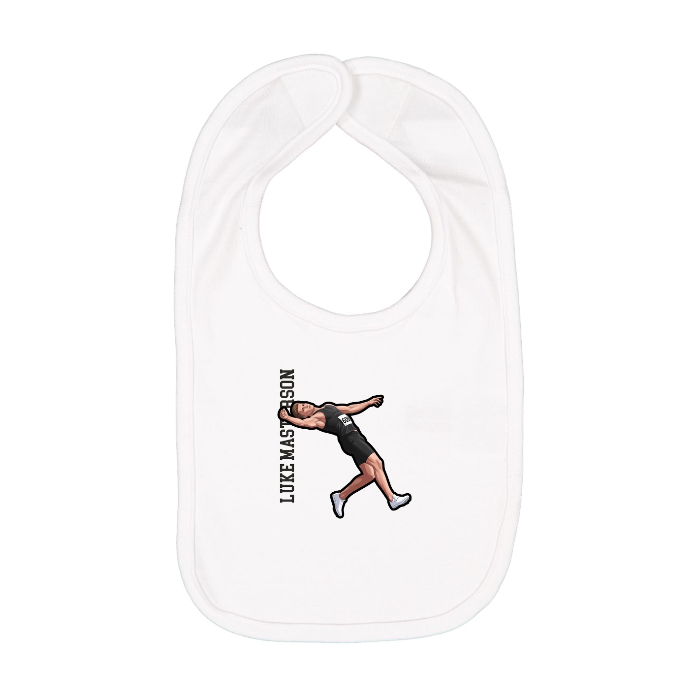 Infant Bib — Name Vertical in White