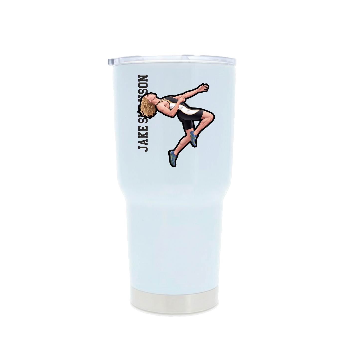 30oz Stainless Steel Tumbler — Name Vertical in White