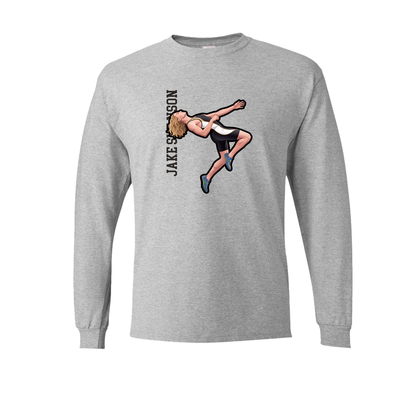 Long Sleeve Tee — Name Vertical in Grey