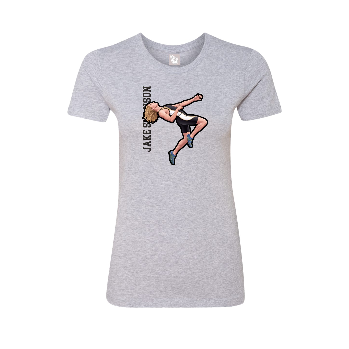 Fitted Women's Tee — Name Vertical in Grey