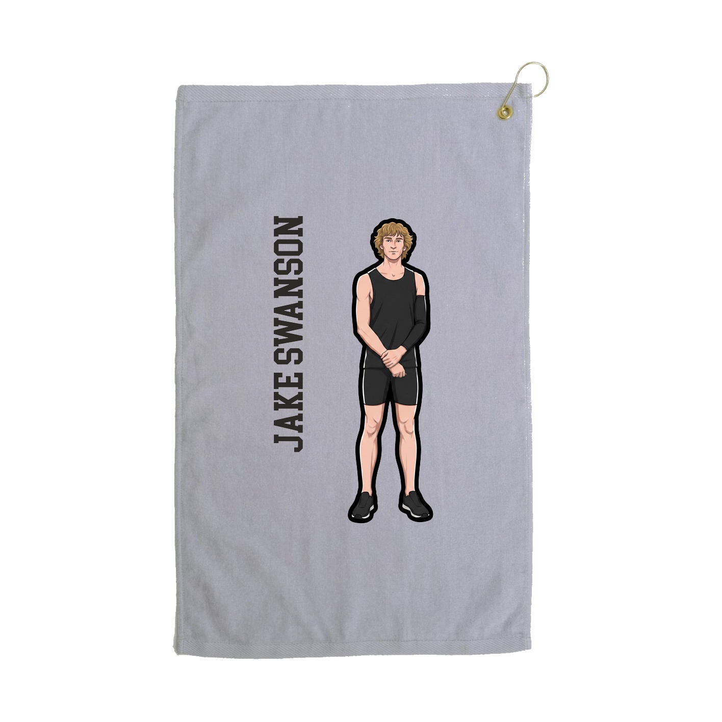 Golf Towel — Name Vertical in Grey