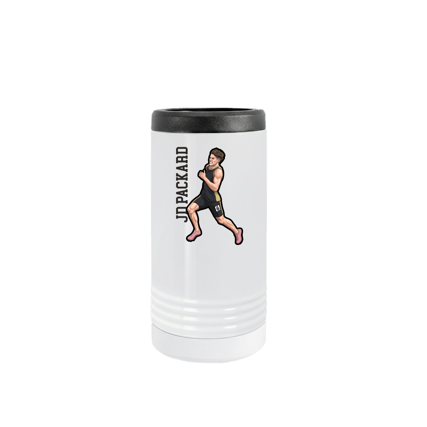 Slim Beverage Holder — Name Vertical in White
