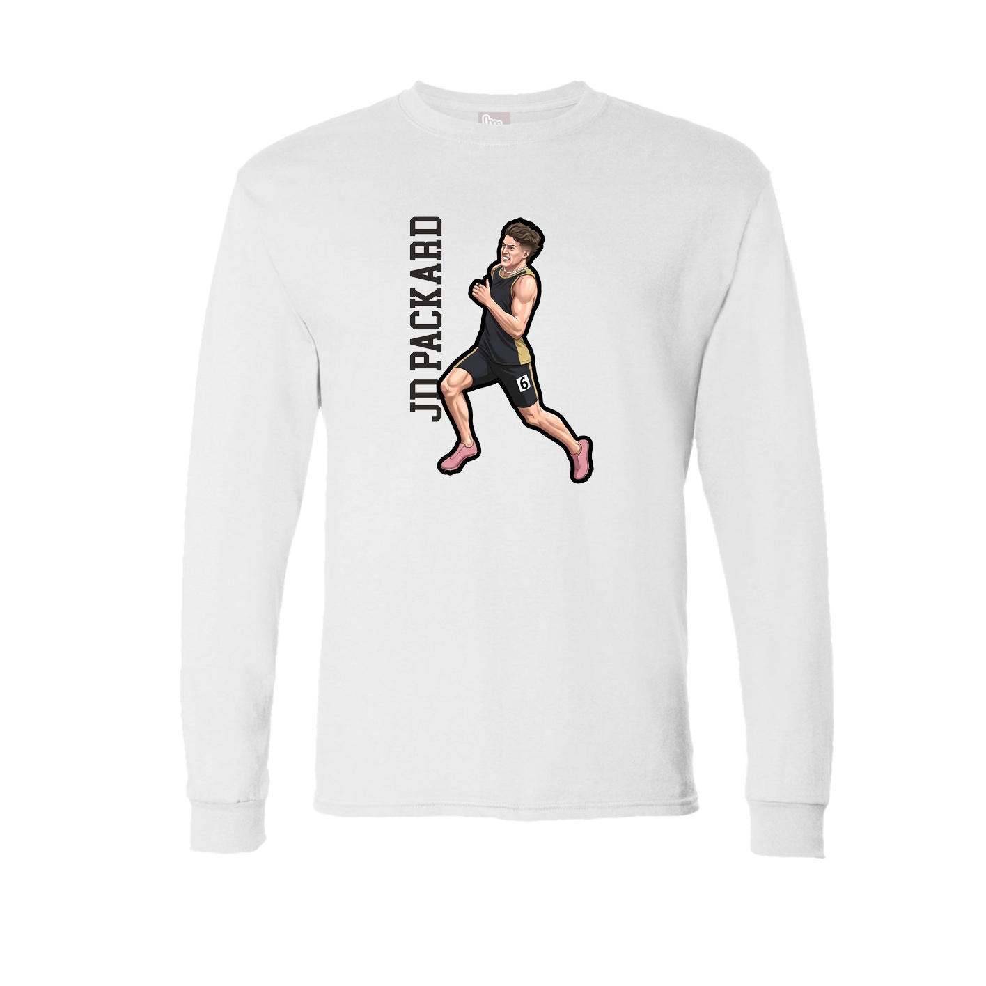 Long Sleeve Tee — Name Vertical in White