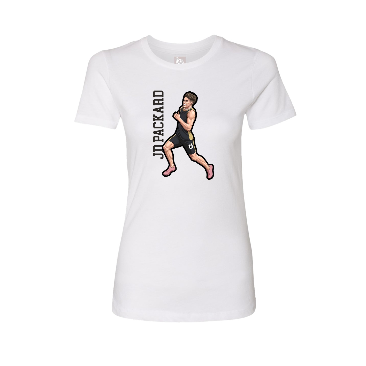 Womens Tee — Name Vertical in White