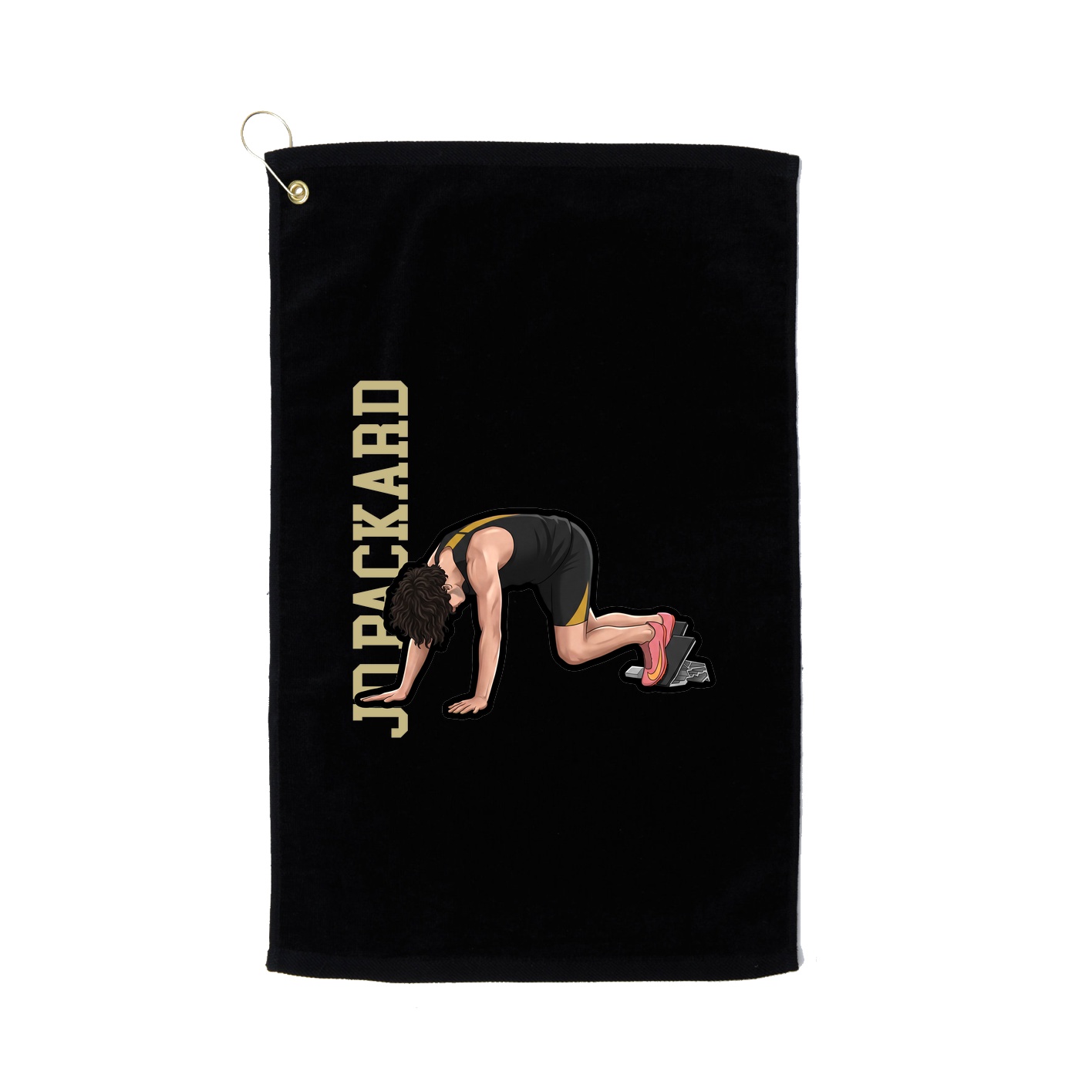 Golf Towel — Name Vertical in Black