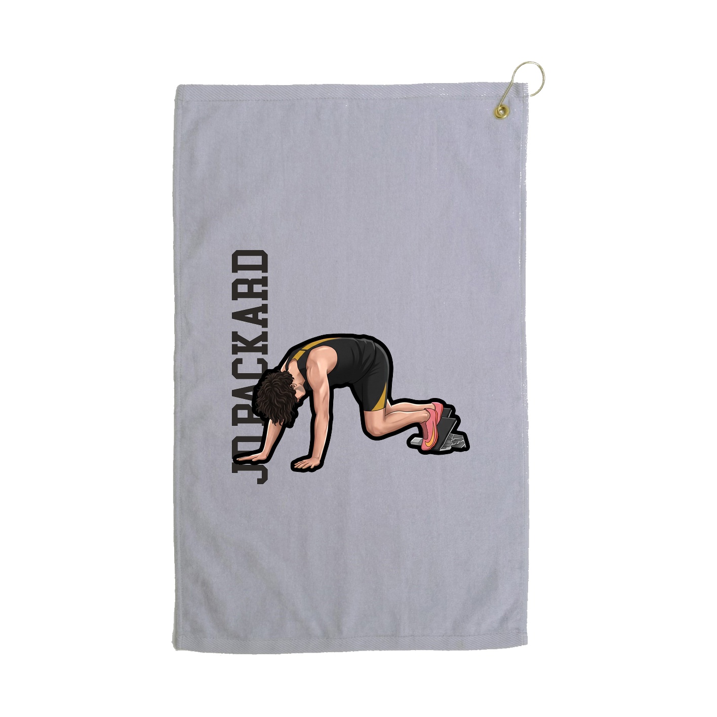 Golf Towel — Name Vertical in Grey