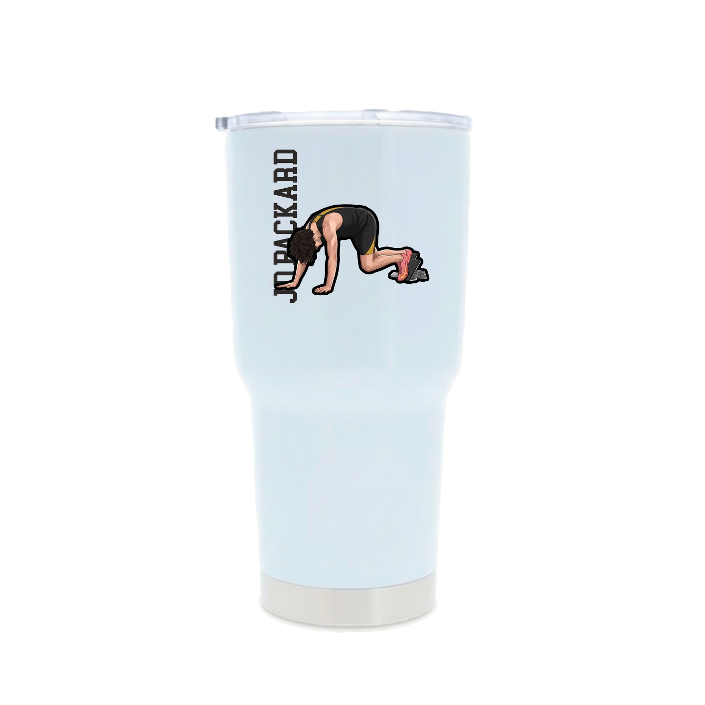 30oz Stainless Steel Tumbler — Name Vertical in White