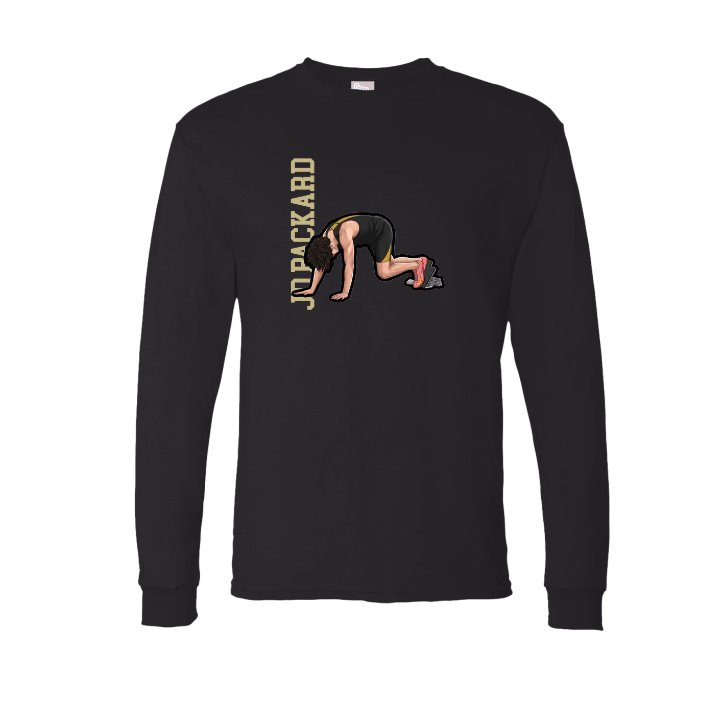 Long Sleeve Tee — Name Vertical in Black