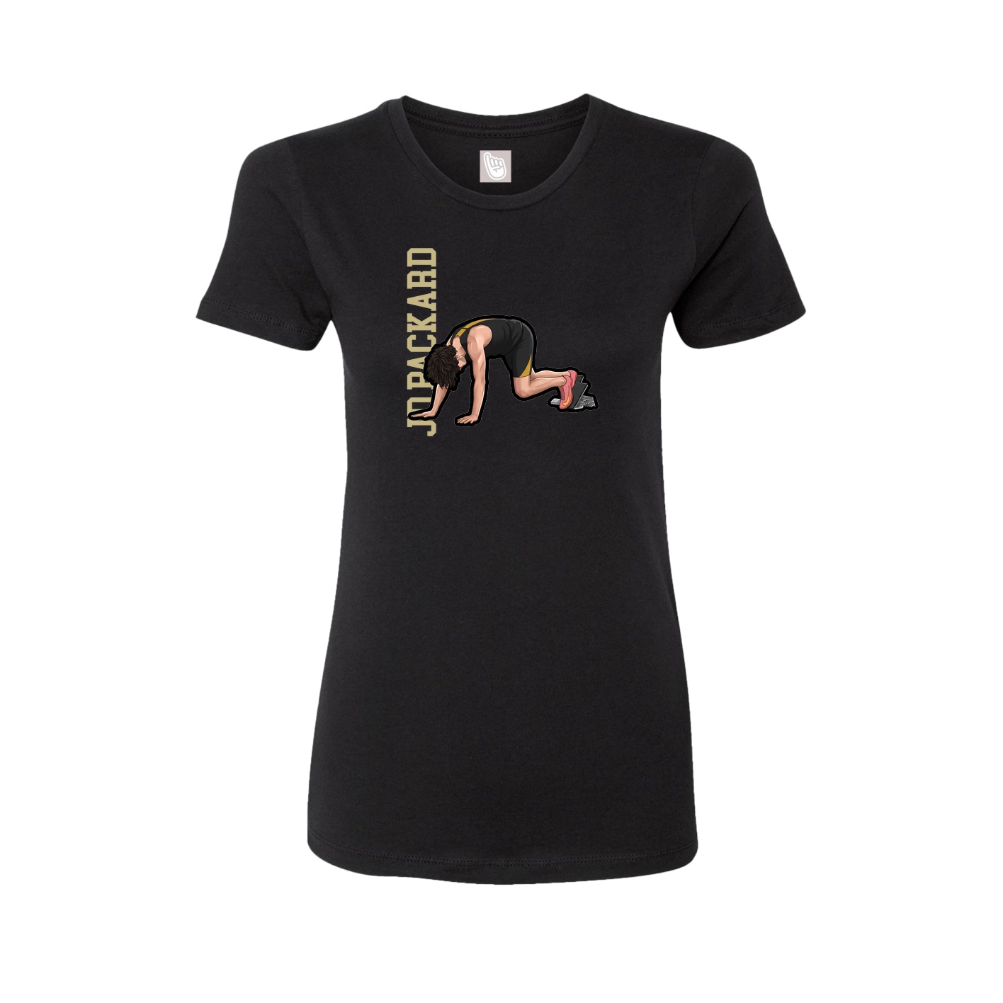 Womens Tee — Name Vertical in Black