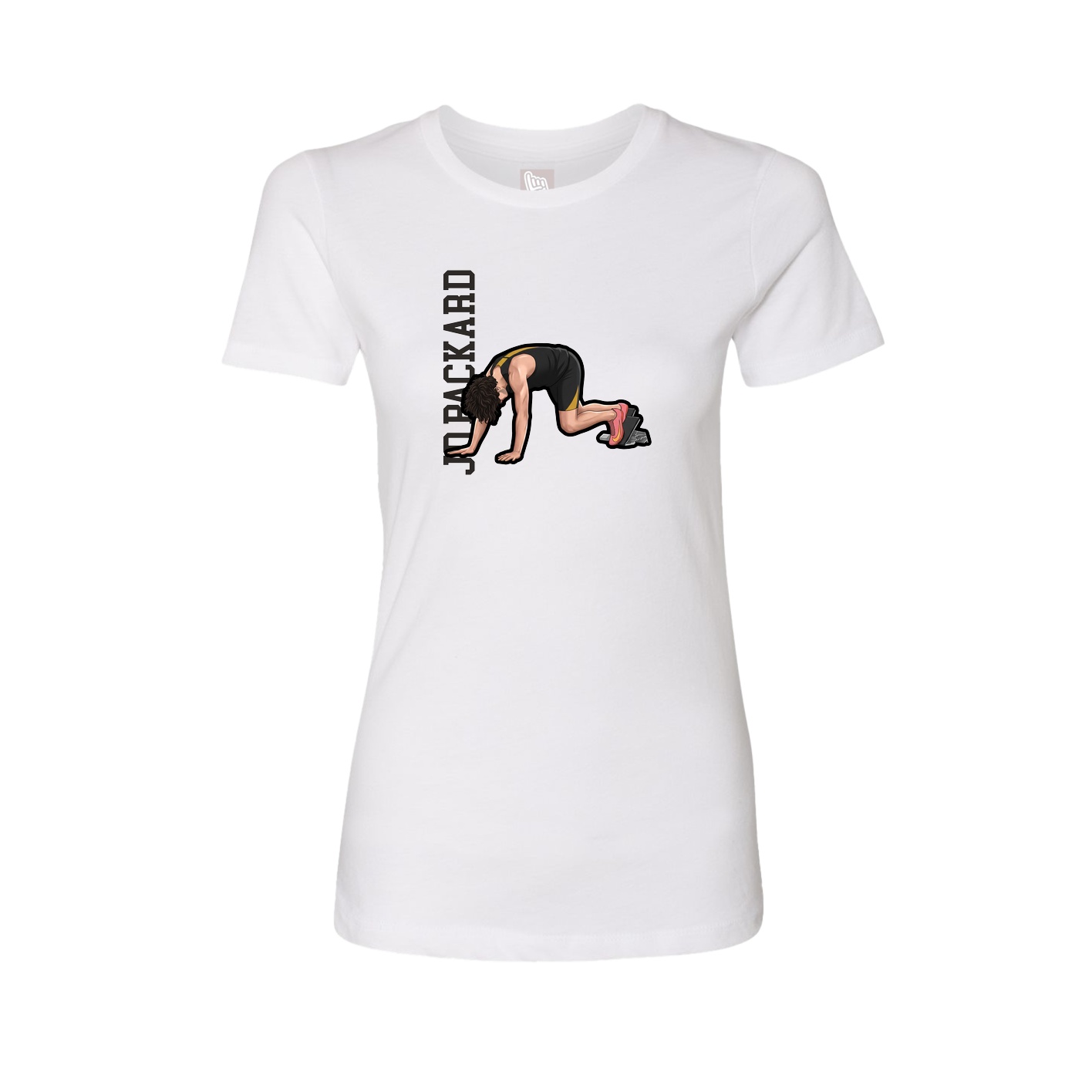 Fitted Women's Tee — Name Vertical in White